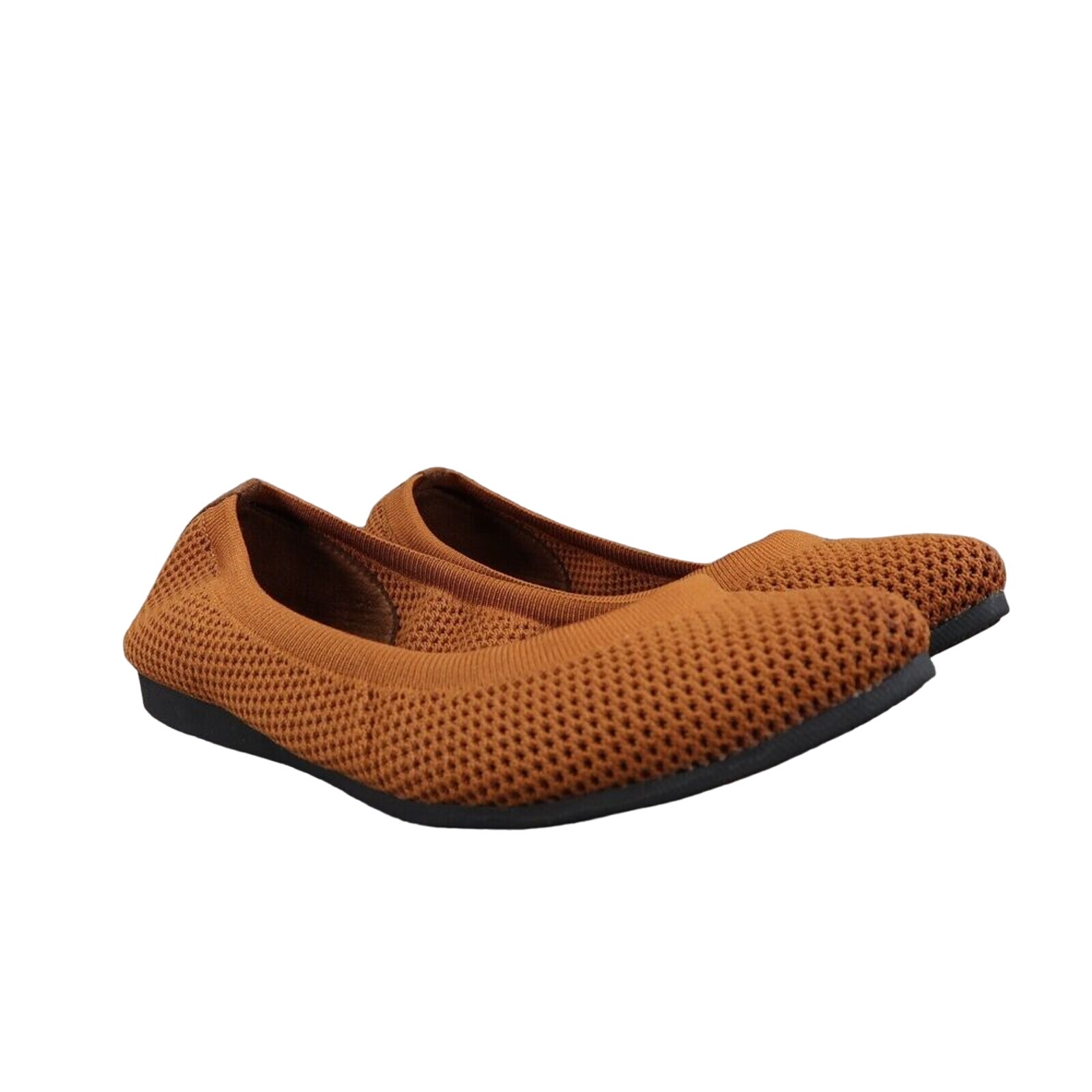 Casual Flats Shoes Womens 36 Ballet Flats Knit Brown Slip On All Black Comfort